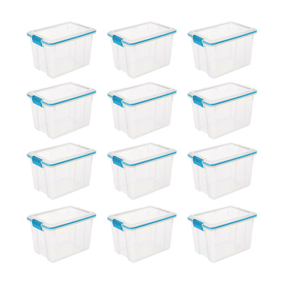 Sterilite Large 20 Qt Home Storage Container Tote with Latching Lids, (12 Pack)