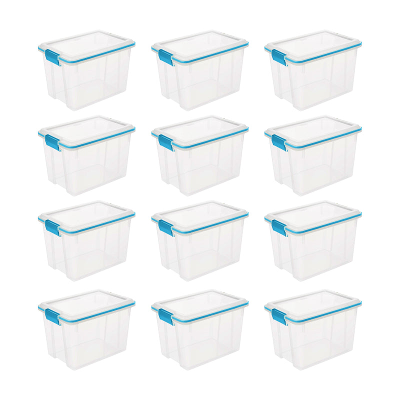 Sterilite Large 20 Qt Home Storage Container Tote with Latching Lids, (12 Pack)