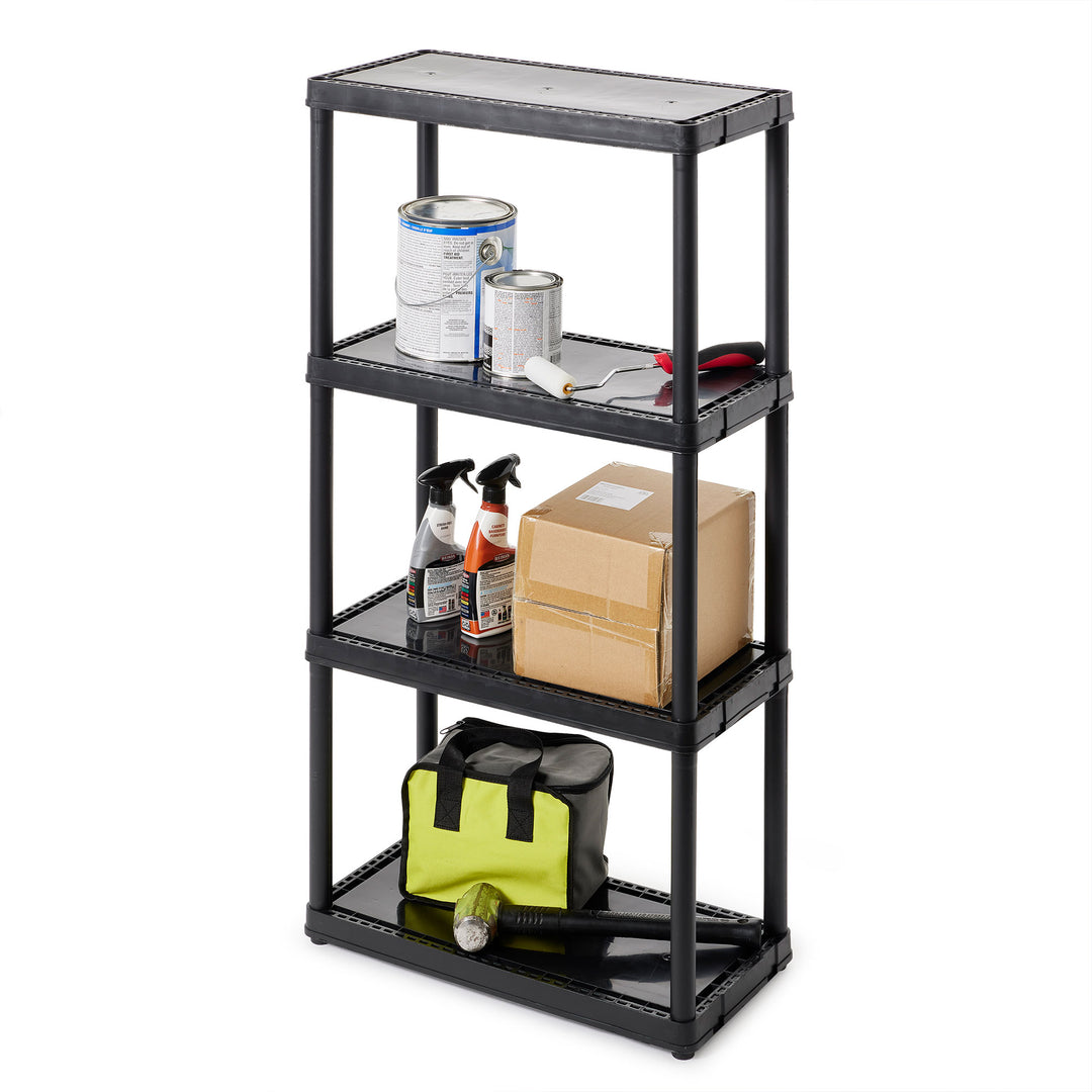 Gracious Living 4 Shelf Fixed Height Light Duty Storage Unit, Black (3 Pack)