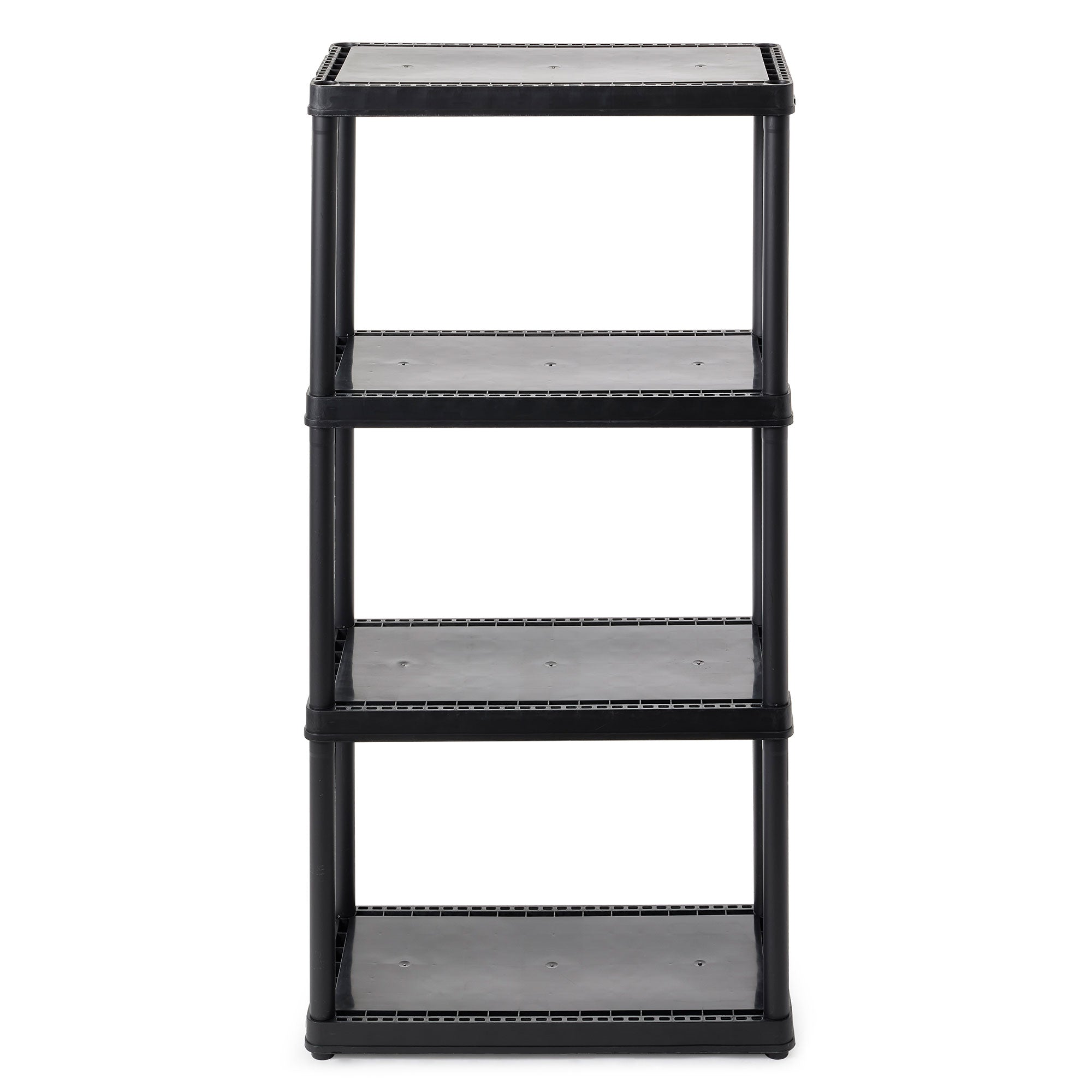 Gracious Living 4-Shelf Resin Indoor Garage Storage Organizer Shelves, Black (Refurbished)