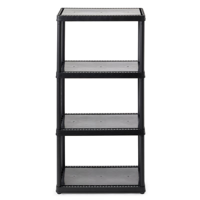 Gracious Living 4-Shelf Resin Indoor Garage Storage Organizer Shelves, Black (Refurbished)