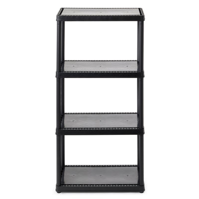 Gracious Living 4 Tier Light Duty Garage Storage Shelf, Black(Open Box) (4 Pack)