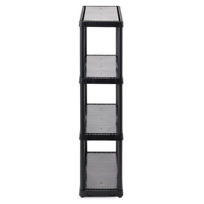 Gracious Living 4 Shelf Fixed Height Light Duty Storage Unit, Black (4 Pack)