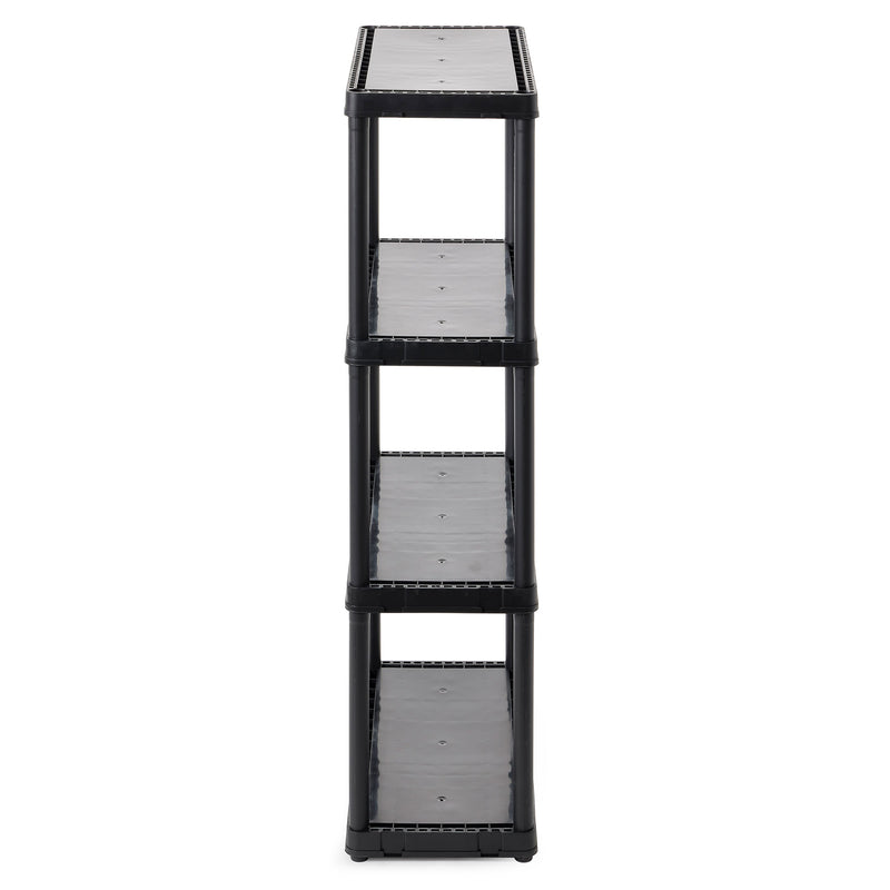 Gracious Living 4 Shelf Fixed Height Light Duty Storage Unit, Black (4 Pack)