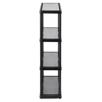 Gracious Living 4-Shelf Resin Indoor Garage Storage Organizer Shelves, Black (Refurbished)