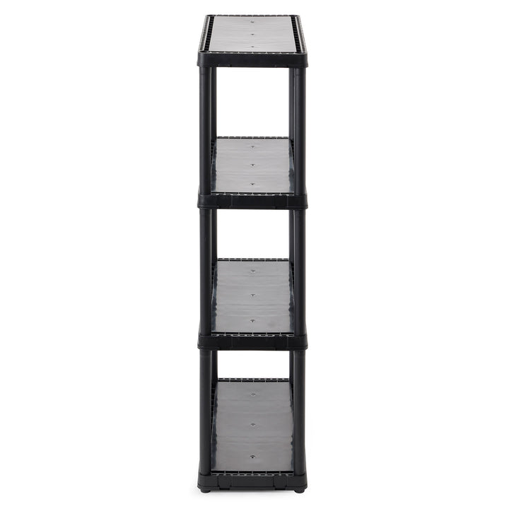 Gracious Living 4 Shelf Fixed Height Solid Light Duty Home Storage Unit, Black