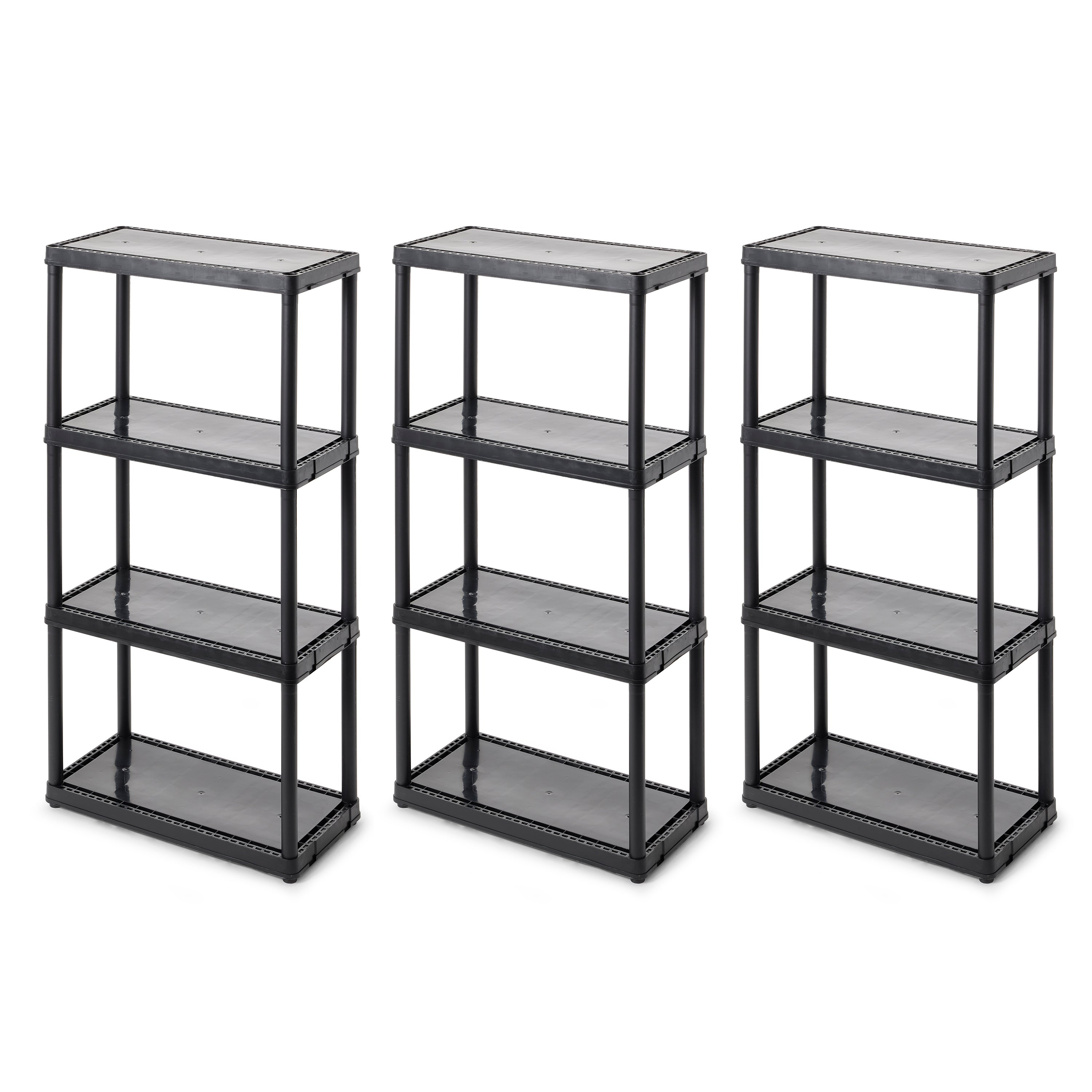 Gracious Living 4 Shelf Fixed Height Light Duty Storage Unit, Black (3 Pack) - VMInnovations