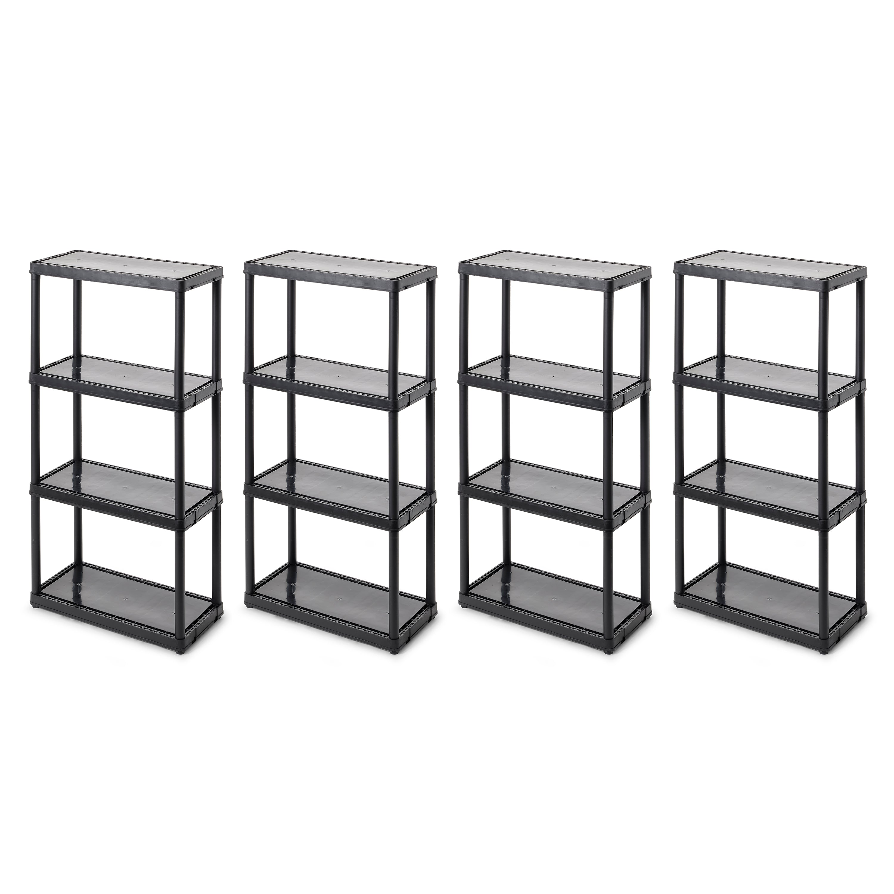 Gracious Living 4 Shelf Fixed Height Light Duty Storage Unit, Black (4 Pack) - VMInnovations