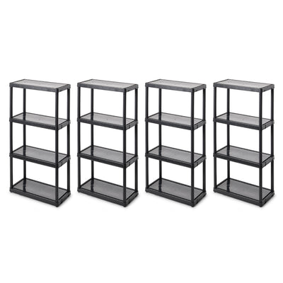 Gracious Living 4 Shelf Fixed Height Light Duty Storage Unit, Black (4 Pack) - VMInnovations