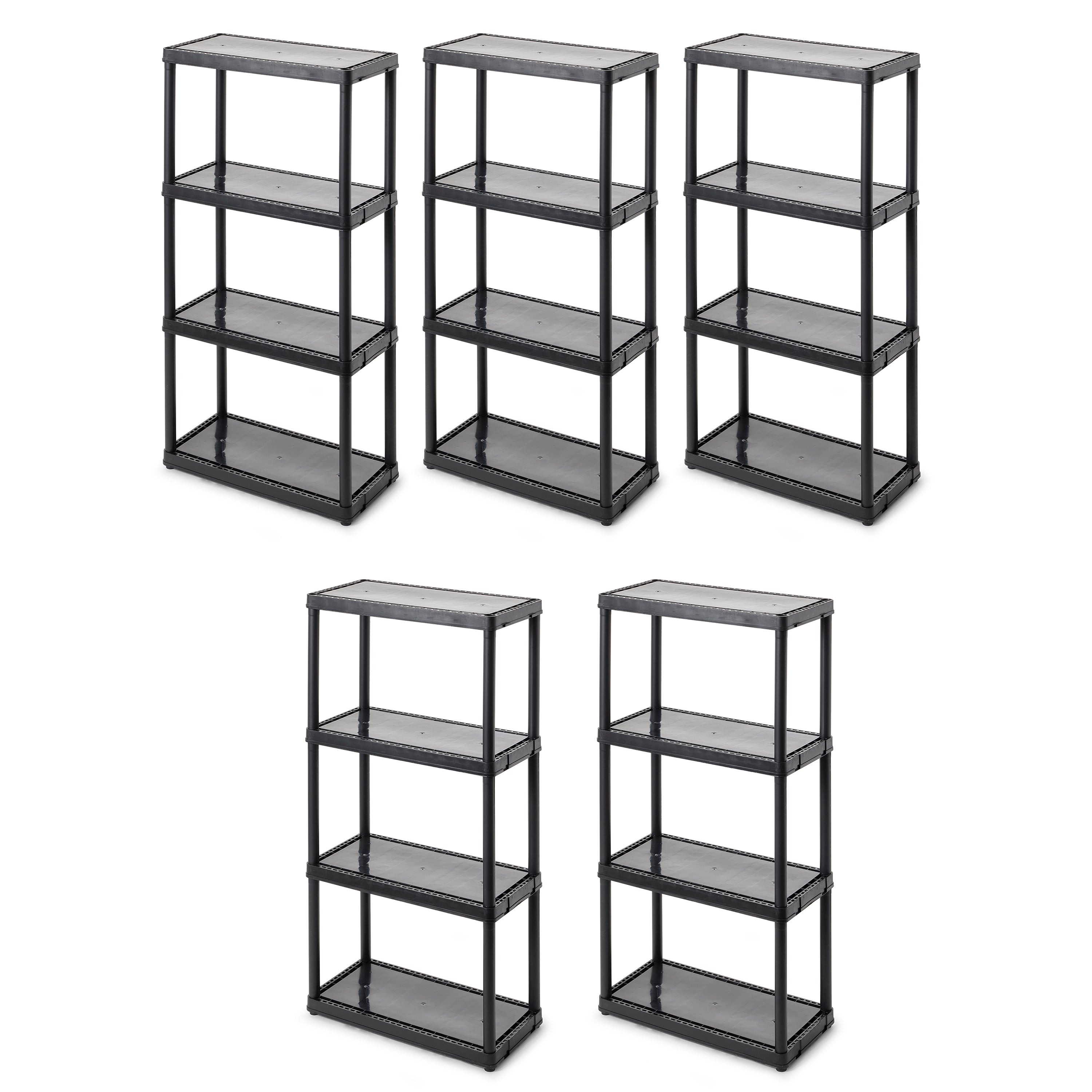Gracious Living 4-Tier Shelf Indoor Garage Storage Shelving Unit (5 Pack) - VMInnovations