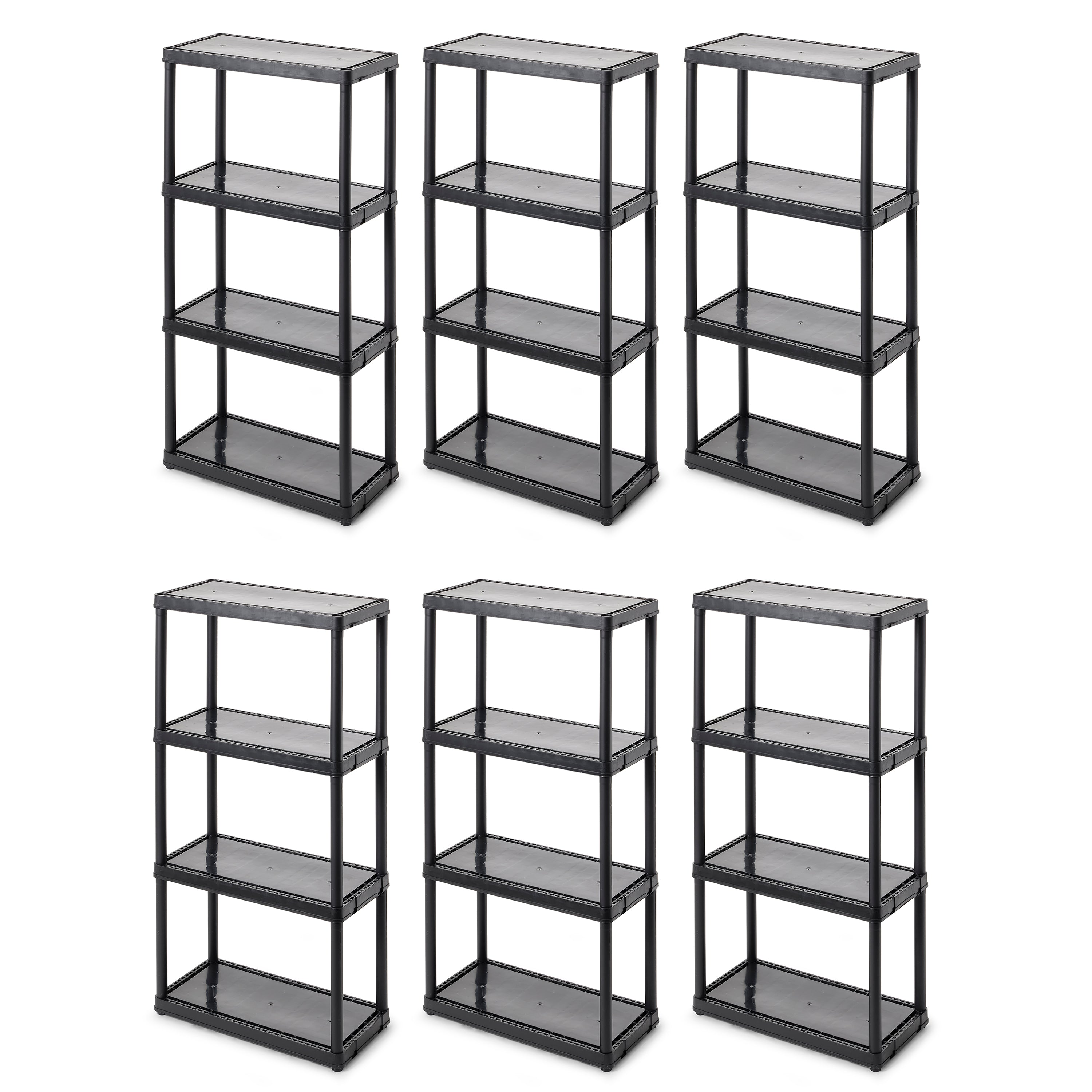 Gracious Living 4 Tier Shelf Indoor Garage Storage Shelving Unit (6 Pack) - VMInnovations