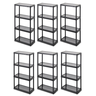 Gracious Living 4 Tier Shelf Indoor Garage Storage Shelving Unit (6 Pack) - VMInnovations