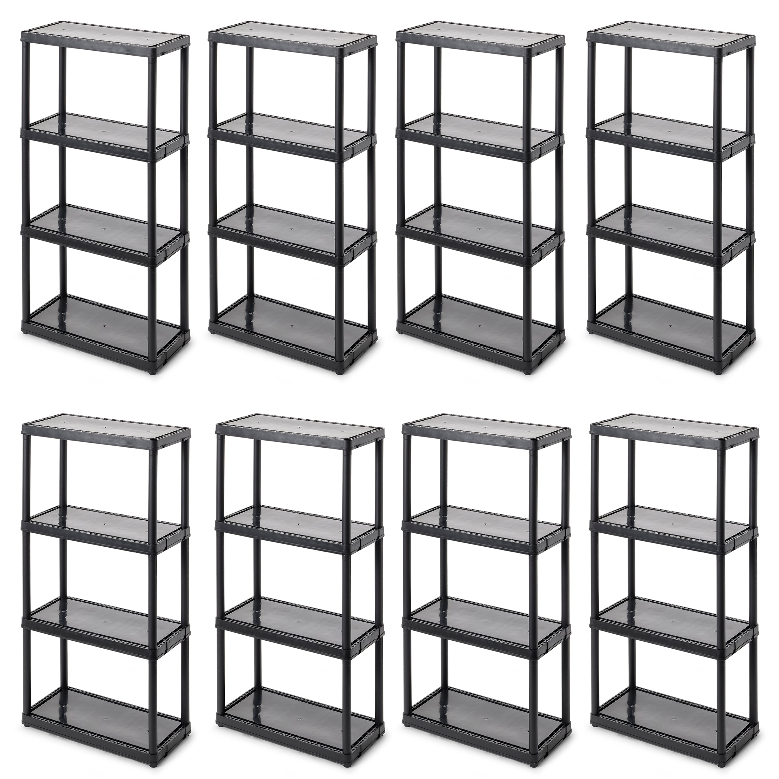 Gracious Living 4-Tier Shelf Indoor Garage Storage Shelving Unit (8 Pack) - VMInnovations