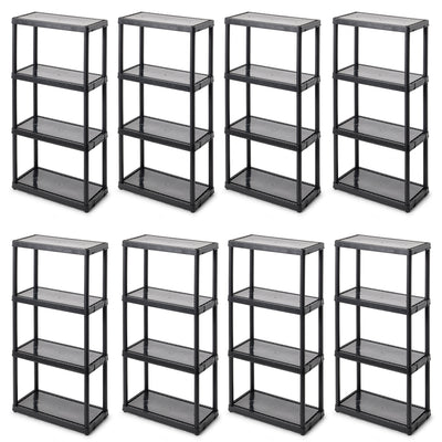 Gracious Living 4-Tier Shelf Indoor Garage Storage Shelving Unit (8 Pack) - VMInnovations