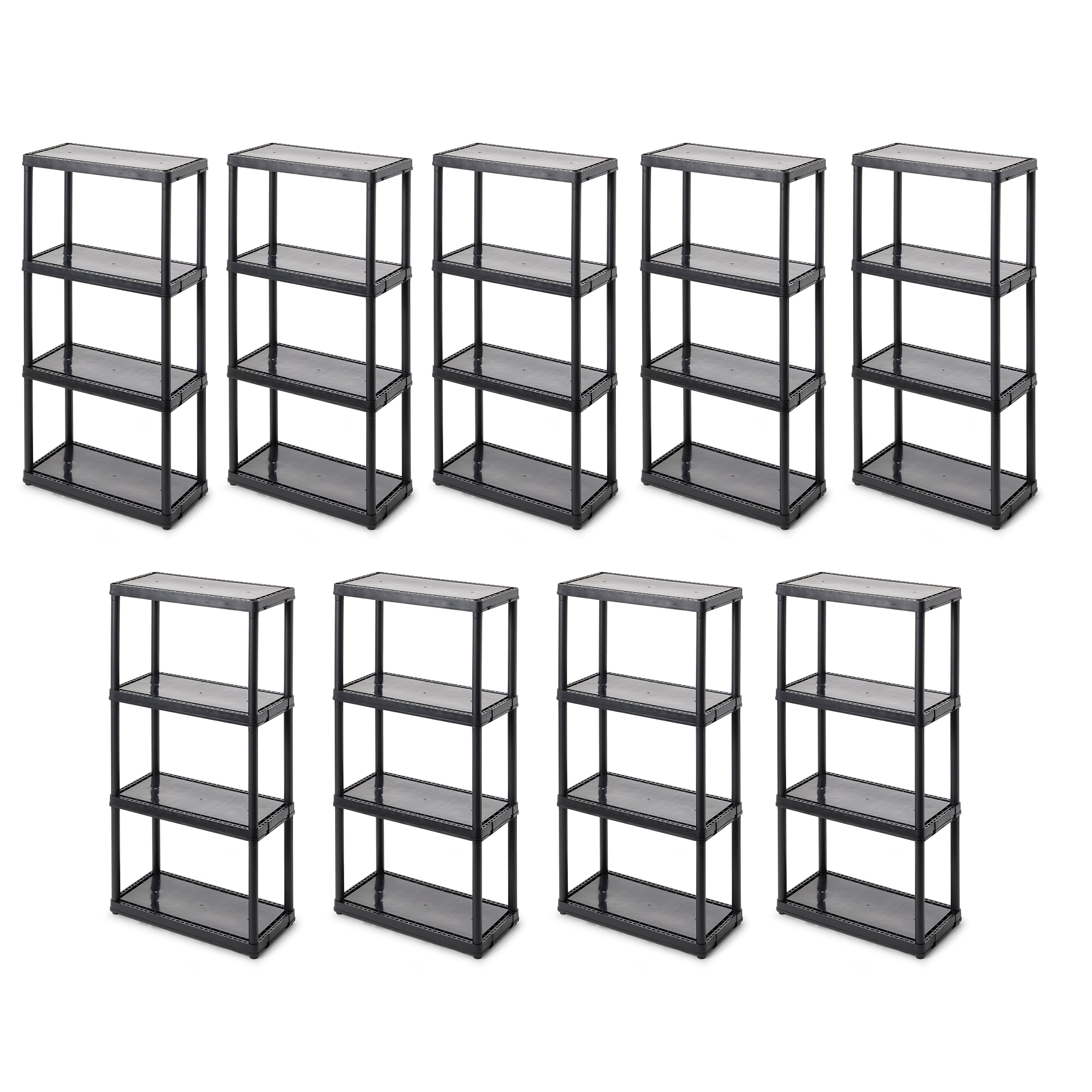 Gracious Living 4-Tier Shelf Indoor Garage Storage Shelving Unit (9 Pack) - VMInnovations