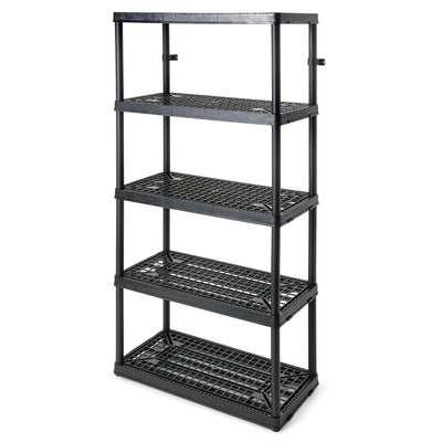 Gracious Living 5 Shelf Fixed Height Ventilated Heavy Duty Shelving Unit, Black