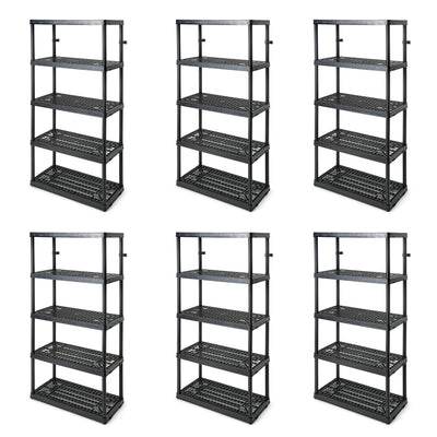 Gracious Living 5 Shelf Tier Light Duty Indoor and Garage Storage Shelf (6 Pack)