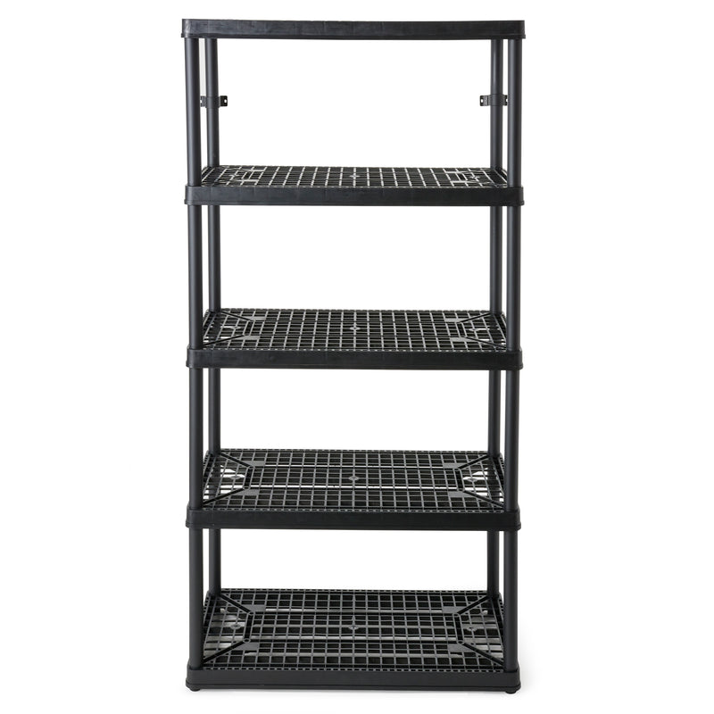 Gracious Living 5 Shelf Fixed Height Ventilated Heavy Duty Shelving Unit, Black