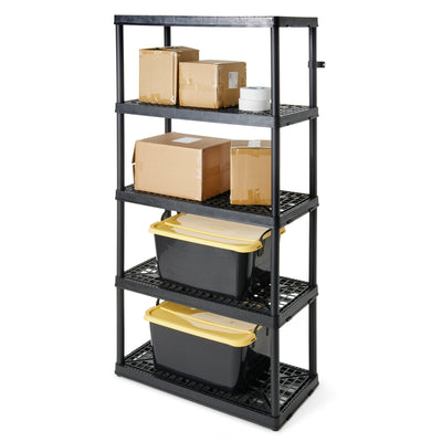 Gracious Living 5 Shelf Fixed Height Ventilated Heavy Duty Shelving Unit, Black