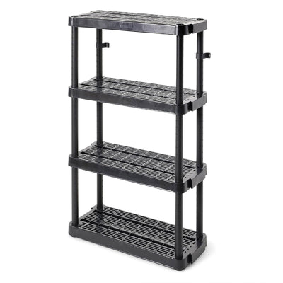 Gracious Living 4 Shelf Adjustable Height Ventilated Medium Duty Storage, Black