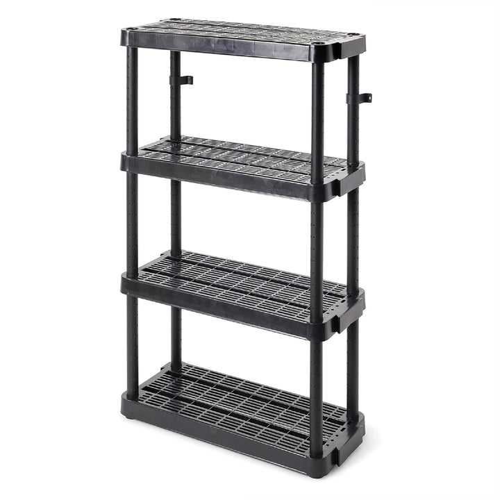 Gracious Living 4 Shelf Adjustable Height Medium Duty Storage, Black (2 Pack)