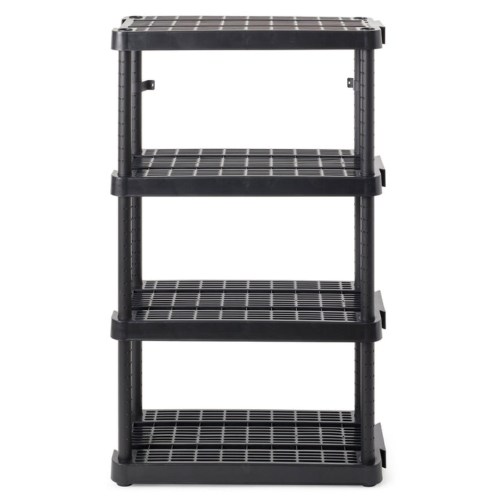 Gracious Living 4 Shelf Adjustable Height Medium Duty Storage, Black (2 Pack)