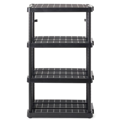 Gracious Living 4 Shelf Adjustable Height Ventilated Medium Duty Storage, Black