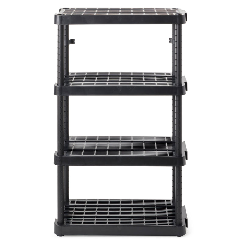 Gracious Living 4 Shelf Adjustable Height Ventilated Medium Duty Storage, Black