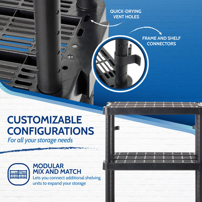 Gracious Living Extra Wide Light Duty Garage Storage Shelves, Black (Open Box) - VMInnovations