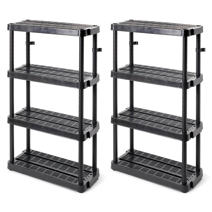 Gracious Living 4 Shelf Adjustable Height Medium Duty Storage, Black (2 Pack)