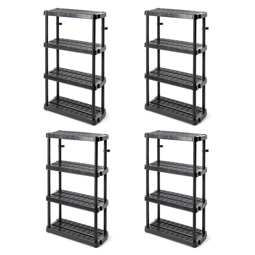 Gracious Living 4 Shelf Adjustable Height Medium Duty Storage, Black (4 Pack)