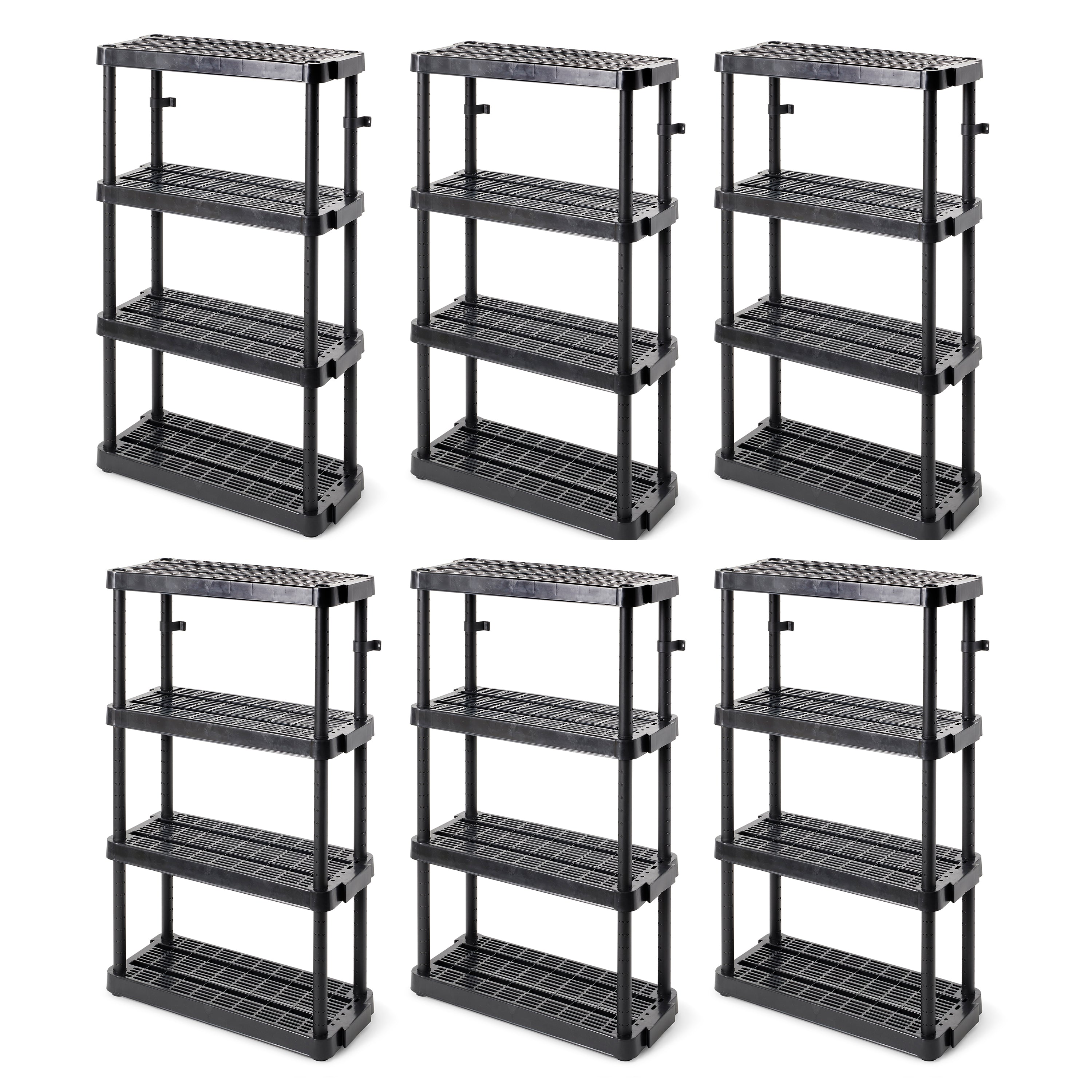 Gracious Living Extra Wide Light Duty Indoor Garage Shelves, Black (6 Pack) - VMInnovations