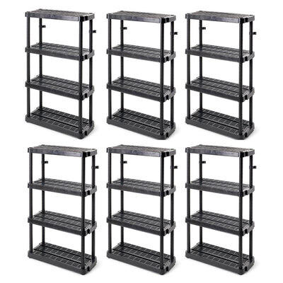 Gracious Living Extra Wide Light Duty Indoor Garage Shelves, Black (6 Pack) - VMInnovations