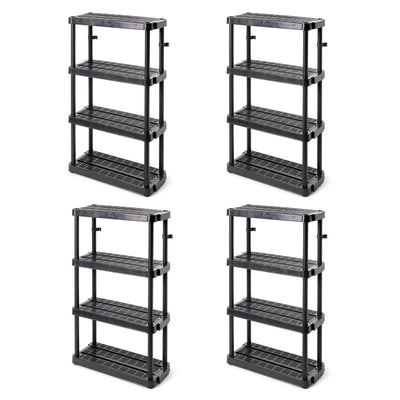 Gracious Living 4 Shelf Adjustable Height Medium Duty Storage, Black (4 Pack) - VMInnovations
