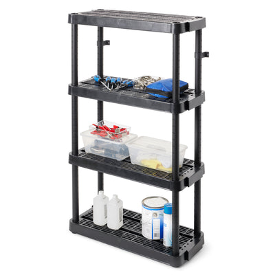 Gracious Living Extra Wide Light Duty Indoor Garage Shelves, Black (6 Pack) - VMInnovations