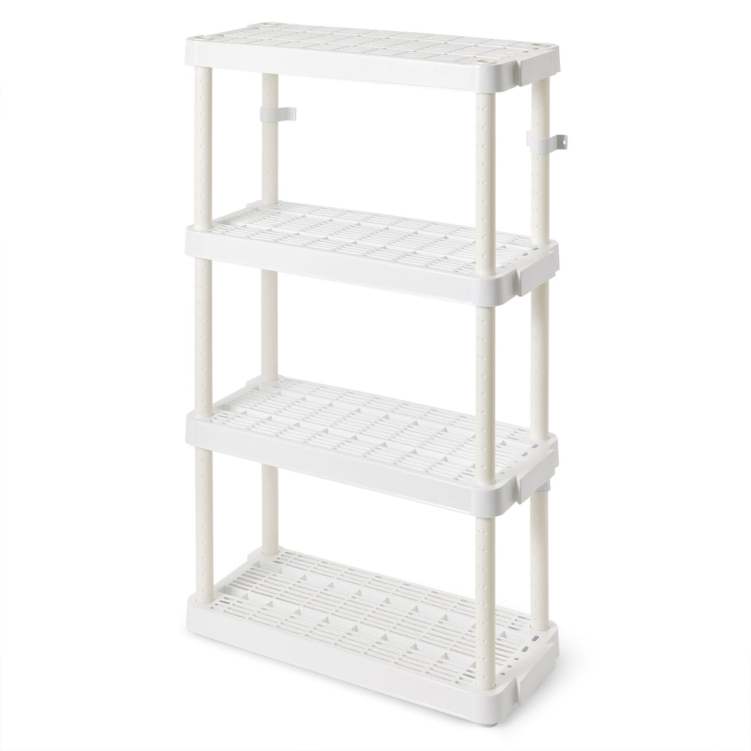 Gracious Living 4 Shelf Tier Light Duty Garage Storage Shelf, White (Damaged) - VMInnovations