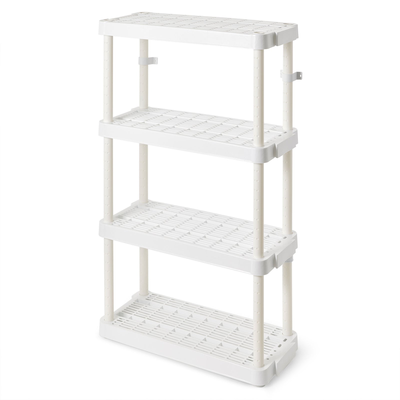 Gracious Living 4 Shelf Adjustable Height Ventilated Medium Duty Storage, White - VMInnovations