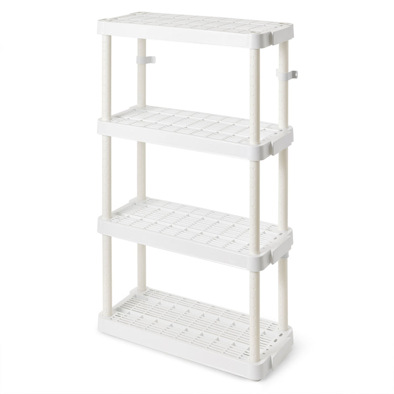 Gracious Living 4 Shelf Tier Indoor and Garage Storage Shelf, White (Used)