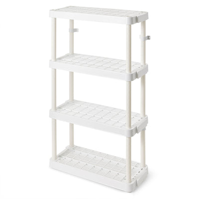 Gracious Living 4 Shelf Adjustable Height Medium Duty Storage, White (Open Box)