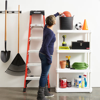 Gracious Living 4 Shelf Tier Indoor and Garage Storage Shelf, White (Used)