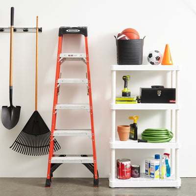 Gracious Living 4 Shelf Adjustable Height Ventilated Medium Duty Storage, White