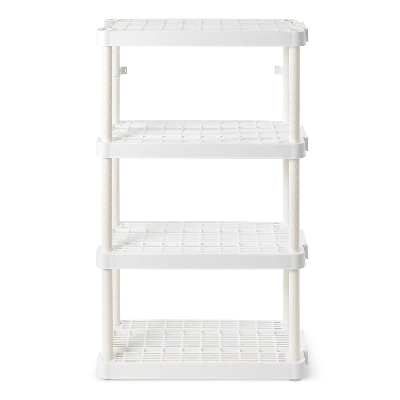 Gracious Living 4 Shelf Tier Light Duty Garage Storage Shelf, White (Damaged)