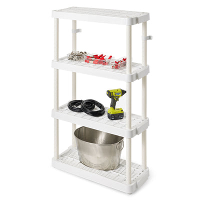 Gracious Living 4 Shelf Adjustable Height Medium Duty Storage, White (Open Box)