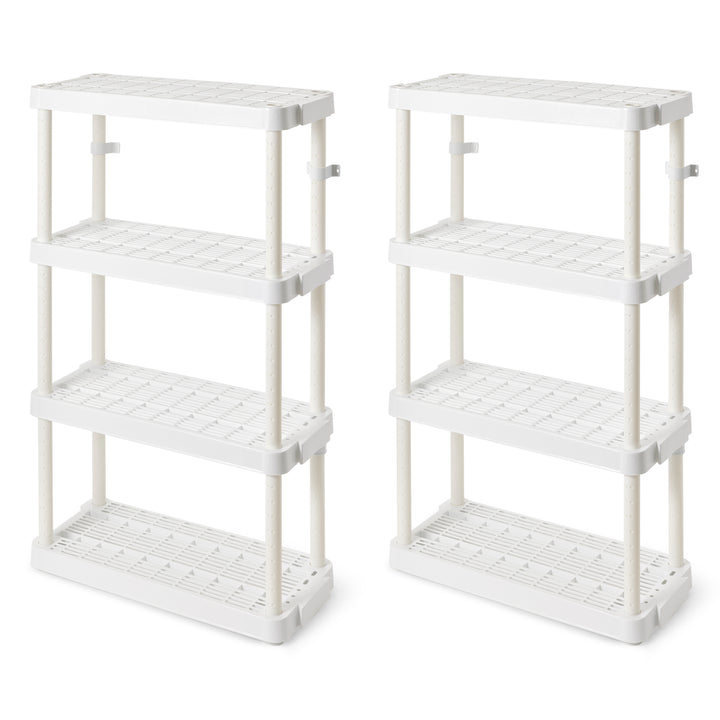 Gracious Living 4 Shelf Adjustable Height Medium Duty Storage, White (2 Pack)