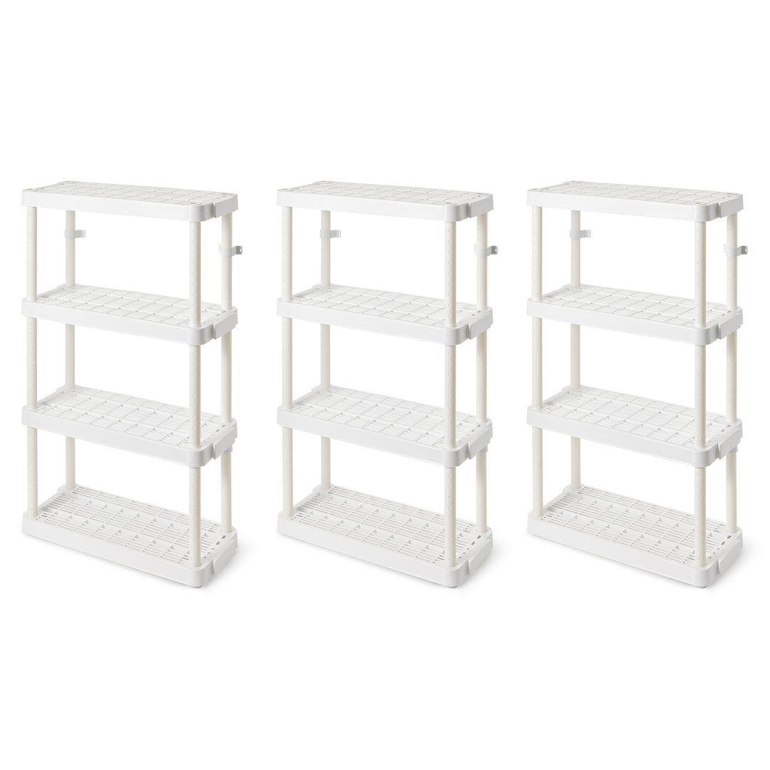 Gracious Living 4 Shelf Adjustable Height Medium Duty Storage, White (3 Pack)