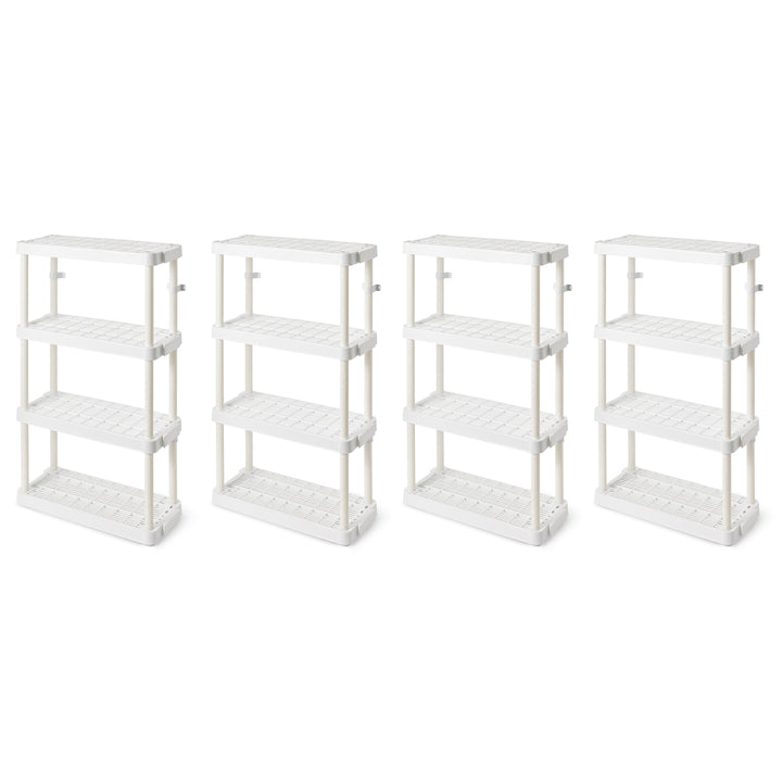 Gracious Living 4 Shelf Adjustable Height Medium Duty Storage, White (4 Pack)