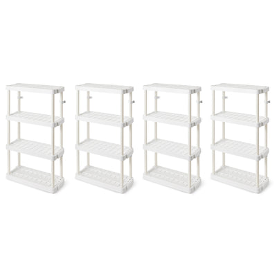 Gracious Living 4 Shelf Adjustable Height Medium Duty Storage, White (4 Pack)