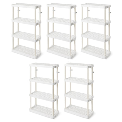 Gracious Living 4 Shelf Tier Light Duty Indoor Storage Shelf, White (5 Pack)