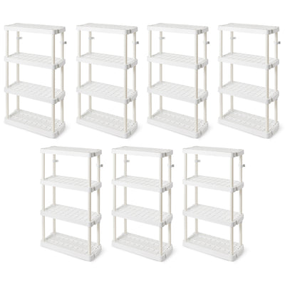 Gracious Living 4 Shelf Tier Light Duty Indoor Storage Shelf, White (7 Pack)