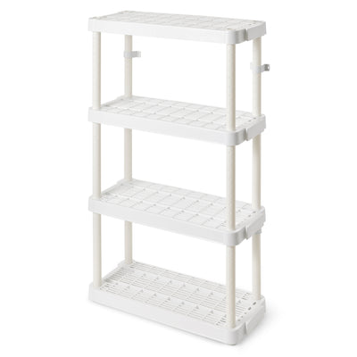 Gracious Living 4 Shelf Tier Light Duty Indoor Storage Shelf, White (7 Pack)